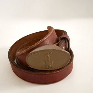 Ralph Lauren Collection Vintage 70s Brass Polo Equestrian Buckle Belt